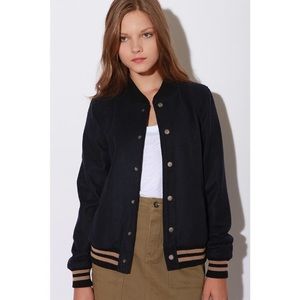 BDG Navy Wool Varsity Bomber Jacket